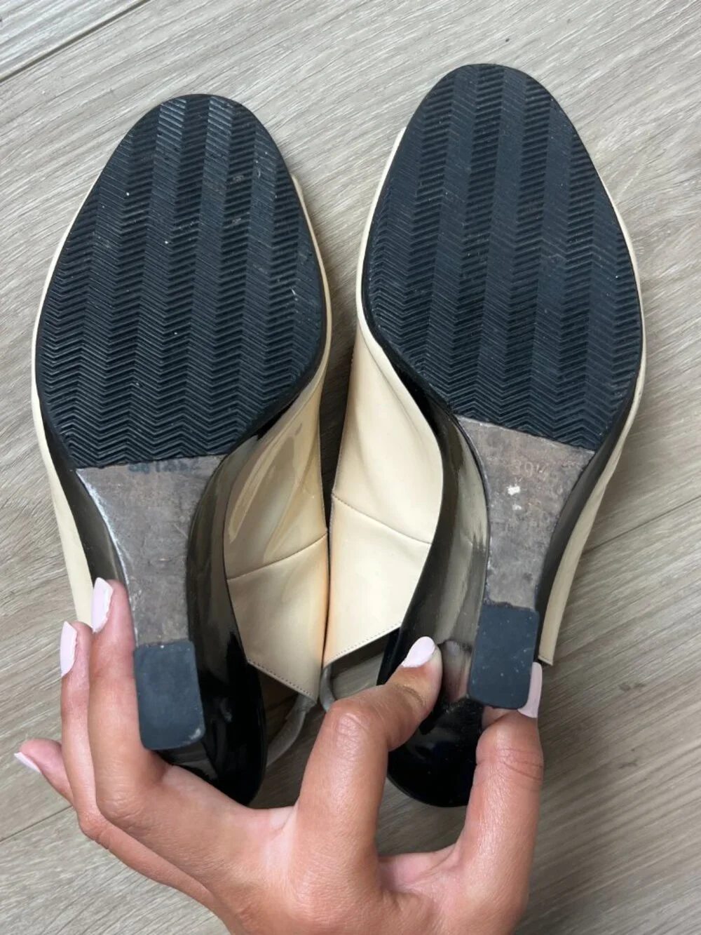Vintage Manolo Blahnik Patent Peep Toe Wedge Sandals
